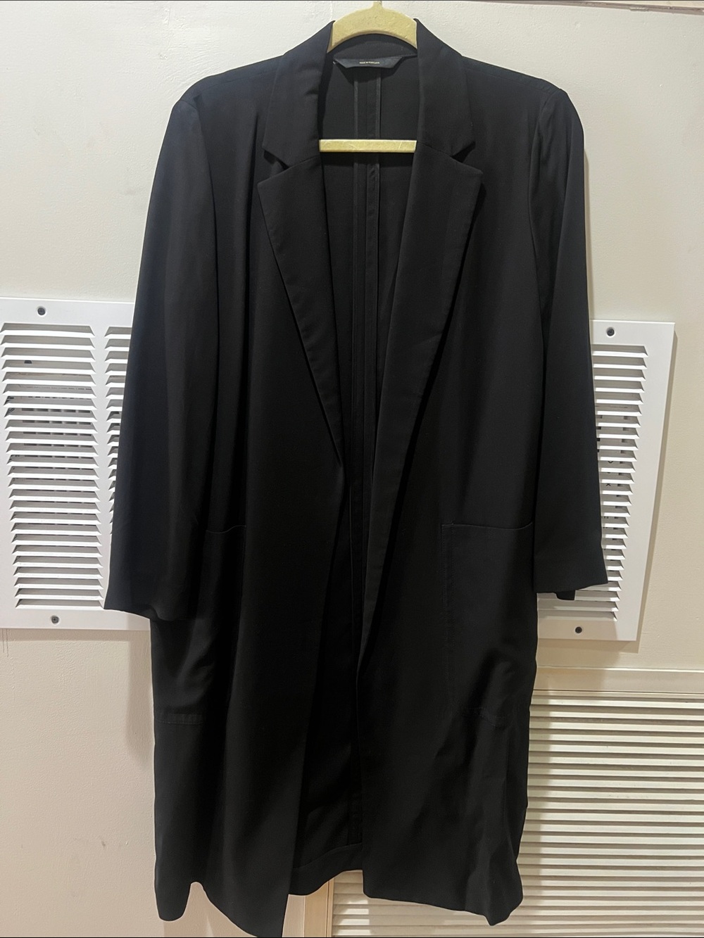 Black Long Women's Massimo Duti Blazer Coat - Classic Open Front